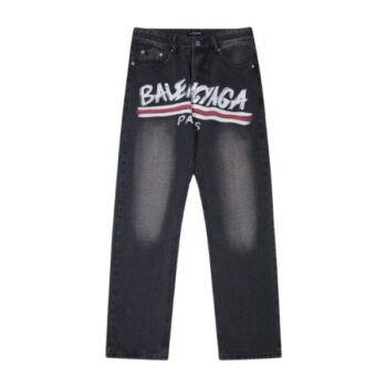 Jeans Balenciaga Paris Black Graphic Logo